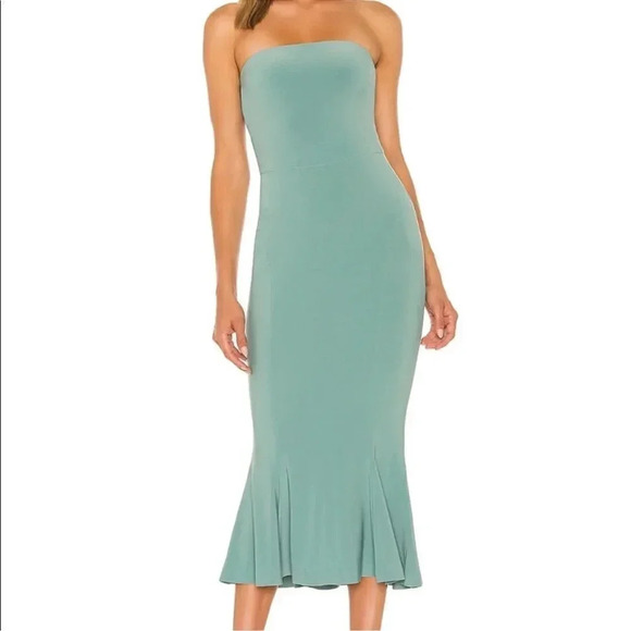 Norma Kamali Dresses & Skirts - Norma Kamali Strapless Fishtail Midi Dress in Vintage Mint sz L